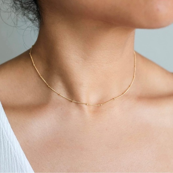 GOLD 14k Gold Plated Two Piece Heart Beaded Necklace Set - Picture 3 of 4